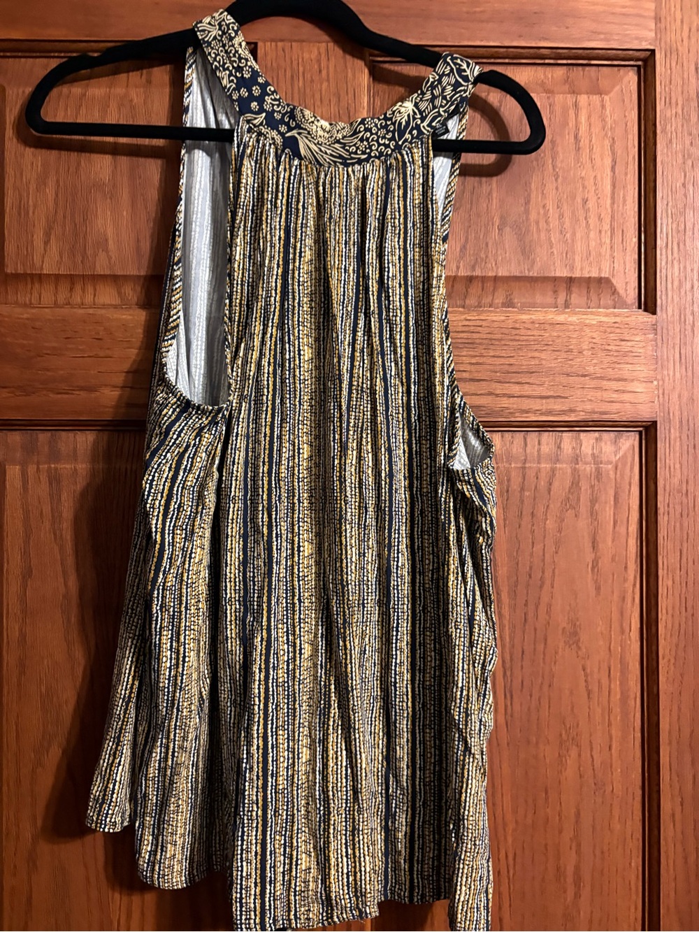 Liverpool Women’s Navy and Gold Striped Halter Dress